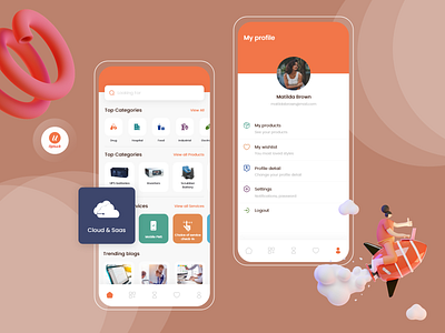 Uptawk app branding design illustration ui uiux web design