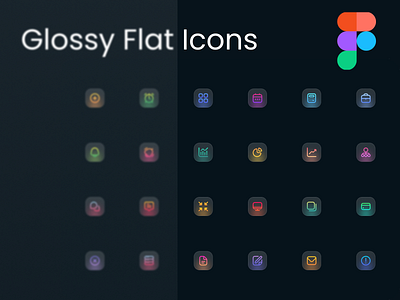 Glossy Flat Icons app design designing glassmorphism icon ios ui web design