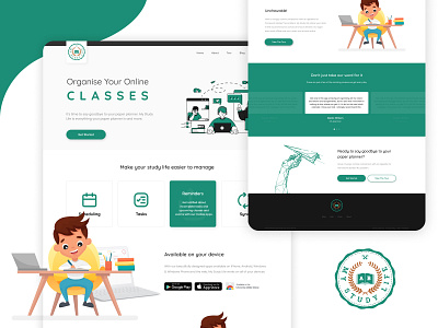 My Study Life Landing Page app design designing illustration ios ui uiux web design