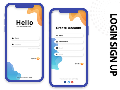 login Sign up Screen Ui app design ios ui vector