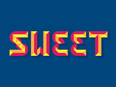 Sweet bright colorful dimension flat letters prism shadow sweet type typography
