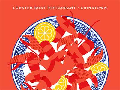 2016 FoodPorn Calendar: June calendar chinatown flat illustration lobster nyc pattern restaurant