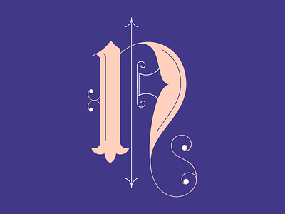 N 36 days of type dropcap flourish gothic lettering n ornament typography vector