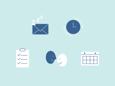 Productivity Icons email flat icons illustration inbox meetings productive schedule simple time vector work