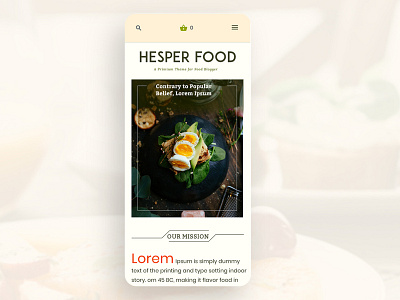 Food Blogger theme mobile app branding clean design ui ux