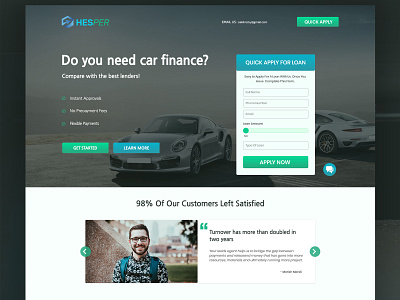 Landing Page Design for car loan branding clean design landingpage ui ux web website wordpress theme