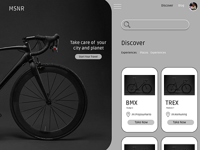 MSNR Bicycles app design handphone illustrator ui ux web website