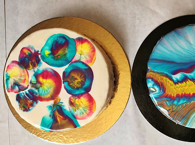 Trying NEW techniques with MIRROR GLAZE ~ Collaboration with @Cr acrylic art baking cake design mirror glaze pouring tutorial