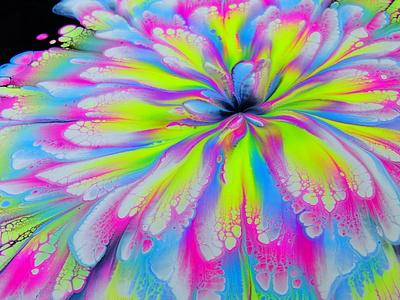 FLUORESCENT acrylic pour FLOWER ~ Different petal pattern ~ MUST