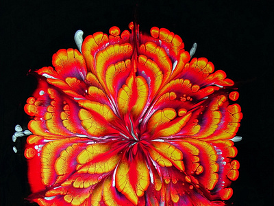 Simple CUP BOTTOM acrylic pour FLOWER painting~ ONLY 5 colours
