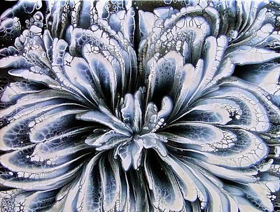 Black & White & Pearl ~ Spin art ~ Cup bottom reverse flower dip acrylic acrylic paint art design flower fluid art paintings pouring stayhome tutorial