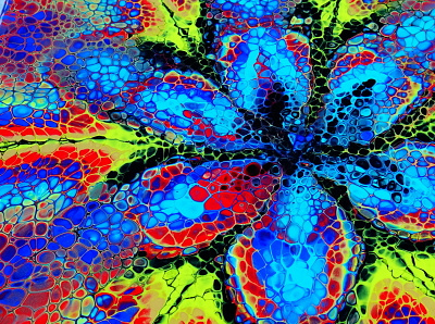 STAINED GLASS ~ Rainbow flower ~ Acrylic pour painting with sili acrylic acrylic paint art design flower fluid art paintings pouring stayhome tutorial