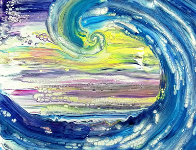 Ocean Wave 🌊~ Acrylic pour painting ~ My first try ~ Swipe tech acrylic acrylic paint art design fluid art illustration paintings pouring stayhome tutorial wave