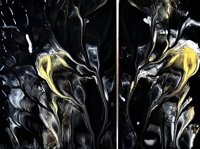 Black & White & Gold TRIPTYCH ~ Acrylic pouring Dip technique ~ abstract acrylic acrylic paint art design fluid art paintings pouring stayhome tutorial