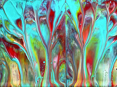 Double dip with puddles ~ Simple acrylic pouring technique ~ Flu