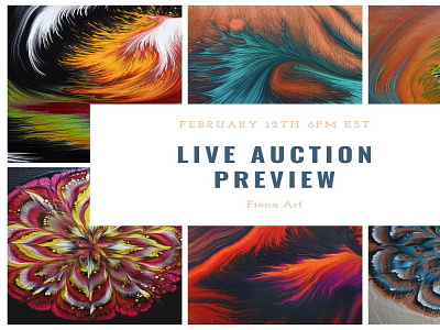 LIVE Auction preview ~ Join me on Friday, February 12th 2021 at abstract acrylic acrylic paint art auction design flower live paintings pouring tutorial