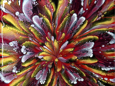 CUP BOTTOM reverse FLOWER dip ~ Acrylic pour painting ~ Flower p