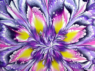 Flower dip with 3D printed cup ~ Acrylic pour painting ~ Reverse