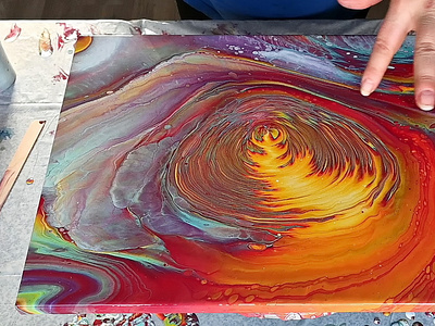 Straight pour with PEARL WHITE ~ Acrylic pour painting