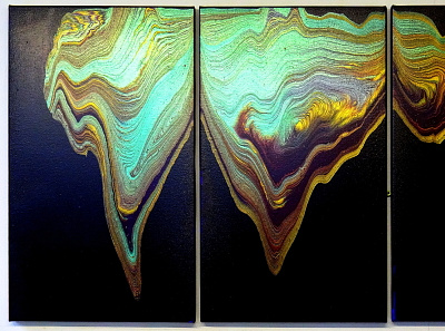 Triptych acrylic pour painting with DUSTPAN abstract acrylic acrylic paint art design fluid art paintings pouring stayhome tutorial