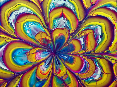 Acrylic pour painting with FLOWER FUNNEL ~ Fluid art tutorial ~