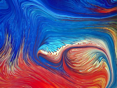 Fire & Ice ~ MARBLE KISS ~ Split cup acrylic pour painting ~ Flu