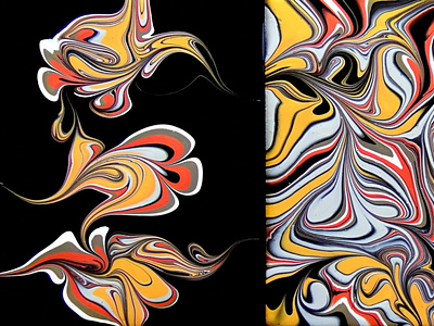 POSITIVE & NEGATIVE space TRIPTYCH ~ Painting with MARBLES ~ Eas