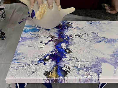 Pearl cells and lacing in Dutch pour ~ Kiss and blow ~ Fluid art acrylic acrylic paint art design flower fluid art paintings pouring stayhome tutorial