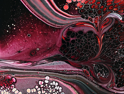Red Galaxy ~ Acrylic pouring with FUNNEL & FLIP CUP with Marbles