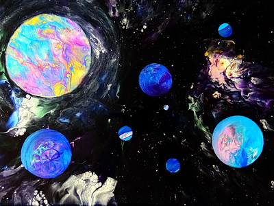 HOW TO create SIMPLE GALAXY painting with ACRYLIC SKINS ~ Abstra