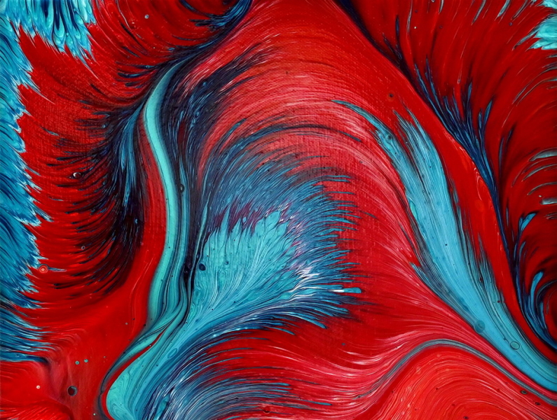 Easy fluid art with only red blue and white acrylic paint 