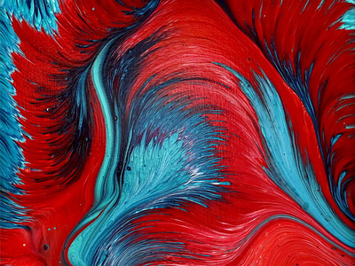 Red and Blue Abstract Acrylic Pour Painting Dutch Pour Painting by