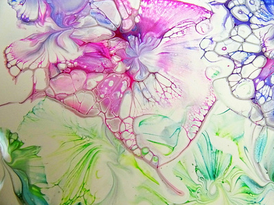 (231) Hammer smashed flowers on canvas / Acrylic pouring techniq