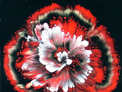 (238) Reverse flower dip in red - Acrylic pouring technique - Fl acrylic acrylic paint art christmas christmas card design fluid art paintings pouring tutorial