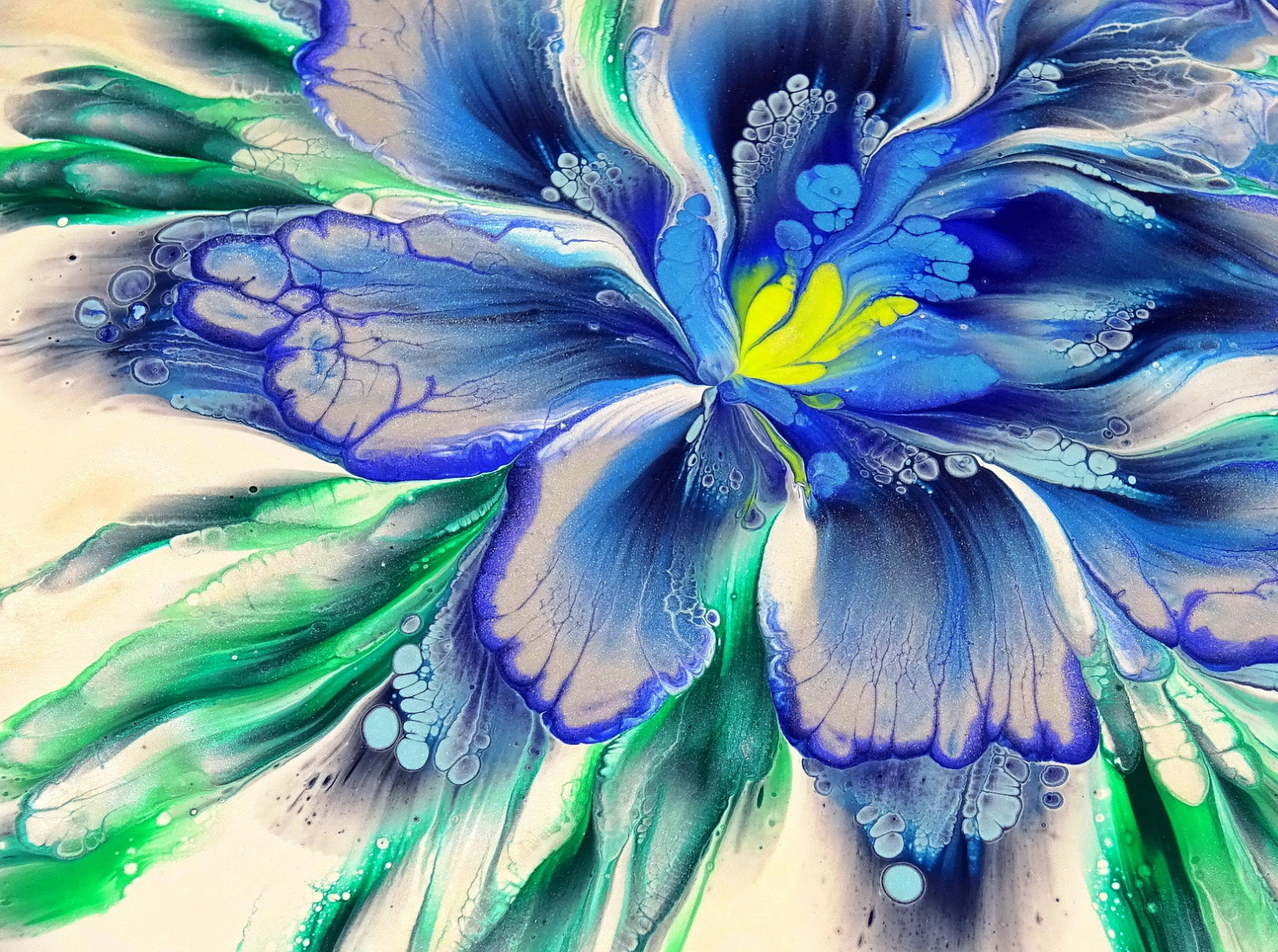 (244) Beautiful blue flower made with paper napkin - Acrylic pai by