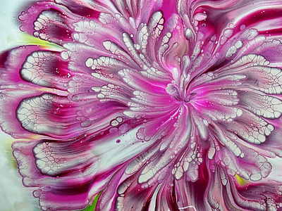 (249) Dahlia acrylic painting / Reverse flower dip / Fluid acryl