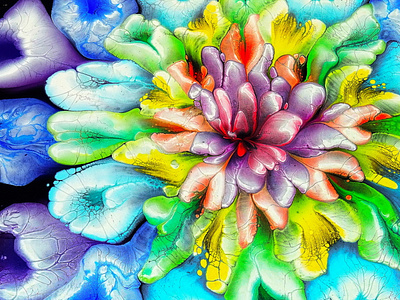 FLOETROL and GLUE pouring medium ~ Reverse flower dip ~ Acrylic by Fiona  Art on Dribbble