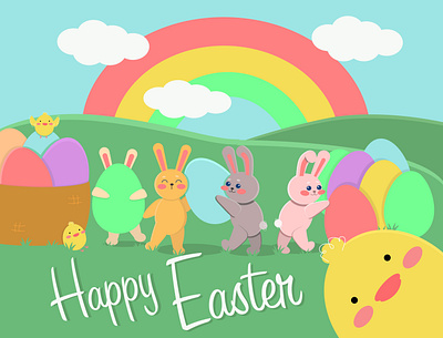 Открытка Happy Easter animation app design logo minimal typography ui ux vector web