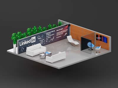 LinkedIn Office 3d 3d art 3d modeling animation branding cinema 4d design graphic design illustration isometric illustration motion graphics