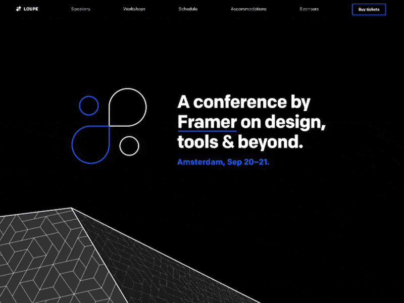 Loupe Landing Page conference design framer loupe tools