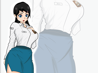 Highschool Girl Character adobe illustrator anime design illustration vector