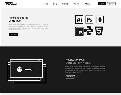 Black And White Website Prototype design icon logo product design prototype ui uidesign ux uxdesign vector web