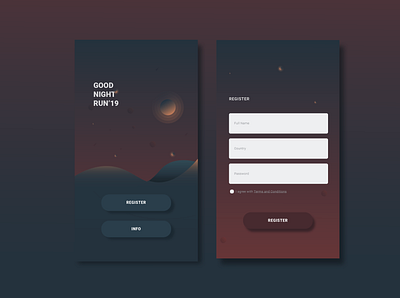 Night Run Sign Up Page app design flat illustration minimal ui uichallenge vector web