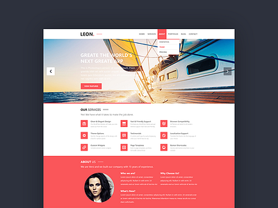 Leon | WordPress Theme flat minimal one page theme wordpress