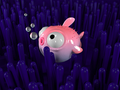 Pufferfish 3d 3d art c4d cinema4d design illustration pufferfish