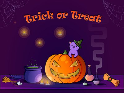 Trick or treat! art cat halloween illustration magic vector vector illustration vectorart