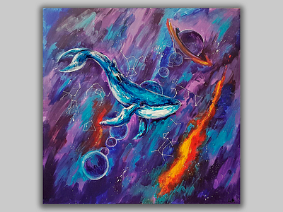 Space whale animal art artist artwork canvas canvasart cosmos illustration illustrator painting space traditional art whale