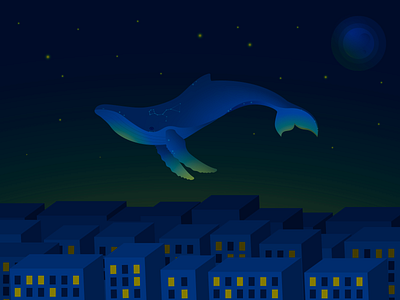 Whale adobe illustrator art artist artwork blue blue whale city constellation dream gradient illustration illustrator star stars urban urban art vector vector art vector illustration whale