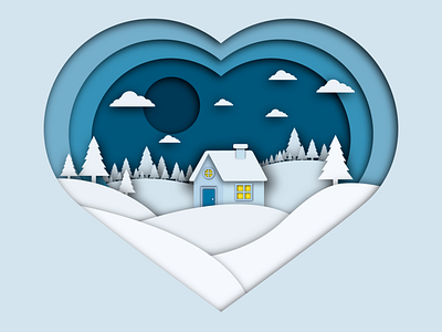 Winter house adobe illustrator art artist artwork design forest house illustration illustrator landscape love paper art vector vector art vector illustration winter winter wonderland wonderland