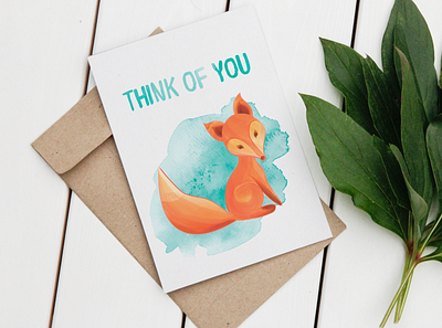 Greeting card - Fox adobe illustrator art artist design digital art digital illustration digital painting fox foxy greeting card illustration illustrator postcard thinking vector vector art vector illustration watercolor watercolor art watercolour